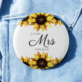 Sunflower Future Mrs Yellow White Wedding Ronde Button 5,7 Cm