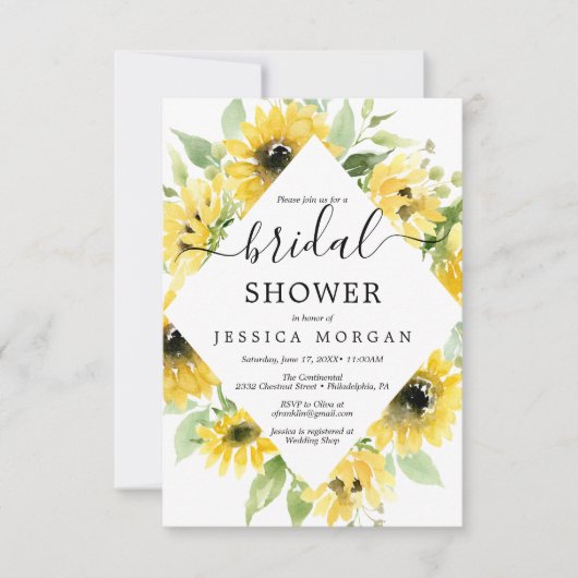 Sunflower Garden Bridal Shower Invitation Kaart (Voorkant)