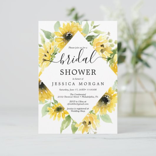 Sunflower Garden Bridal Shower Invitation Kaart (Staand voorkant)