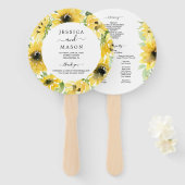 Sunflower Garden Circle Wedding Fan Programme Handwaaier (Voorkant en achterkant)