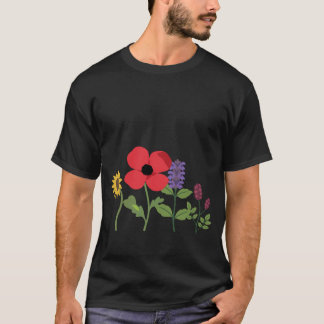 Sunflower Garden Colorful Poppy Flowers T-shirt