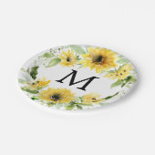 Sunflower Garden Monogram Papieren Borden Bordje (Gekanteld)