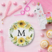 Sunflower Garden Monogram Papieren Borden Papieren Bordje (Feest)