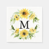 Sunflower Garden Monogram Weddenschap Cocktail Nap Servet (Voorkant)
