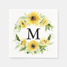 Sunflower Garden Monogram Weddenschap Cocktail Nap Servet