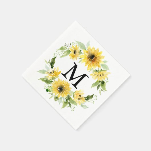 Sunflower Garden Monogram Weddenschap Cocktail Nap Servet (Hoek)