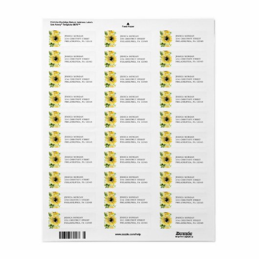 Sunflower Garden Return-label Etiket (Full Sheet)