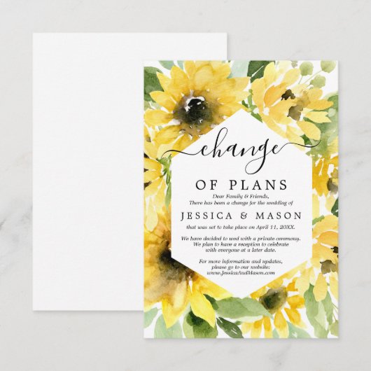 Sunflower Garden Wedding uitgesteld Kaart (Voorkant / Achterkant)