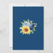 Sunflower Geometric Dusty Blue Floral Wedding Kaart (Achterkant)