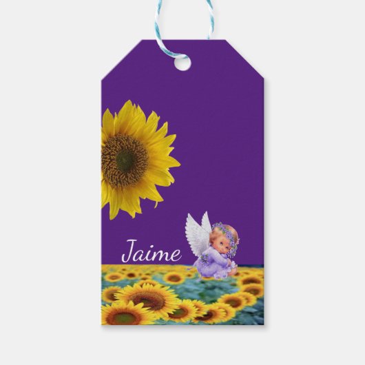 Sunflower Gift Labels Angel Cadeaulabel (Voorkant)
