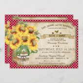 Sunflower Gingham Check Country Picnic Weddenschap Kaart (Voorkant / Achterkant)