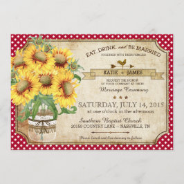 Sunflower Gingham Check Country Picnic Weddenschap Kaart