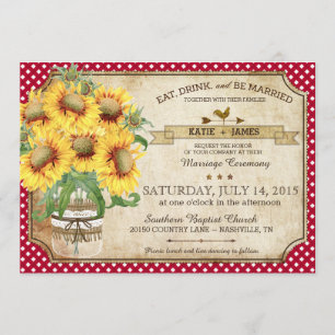 Sunflower Gingham Check Country Picnic Weddenschap Kaart
