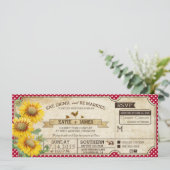 Sunflower Gingham Check Country Picnic Weddenschap Kaart (Staand voorkant)