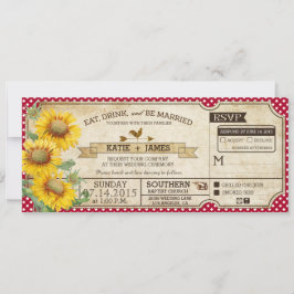 Sunflower Gingham Check Country Picnic Weddenschap Kaart