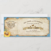 Sunflower Gingham Check Country Picnic Weddenschap Kaart (Achterkant)