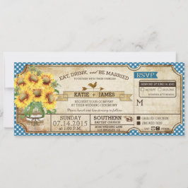 Sunflower Gingham Check Country Picnic Weddenschap Kaart