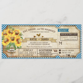 Sunflower Gingham Check Country Picnic Weddenschap Kaart