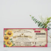 Sunflower Gingham Check Country Picnic Weddenschap Kaart (Staand voorkant)