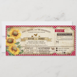 Sunflower Gingham Check Country Picnic Weddenschap Kaart
