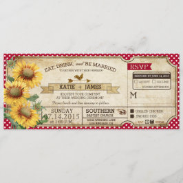 Sunflower Gingham Check Country Picnic Weddenschap Kaart