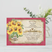 Sunflower Gingham Check Country Picnic Weddenschap Kaart (Staand voorkant)