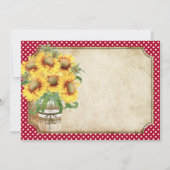 Sunflower Gingham Check Country Picnic Weddenschap Kaart (Achterkant)