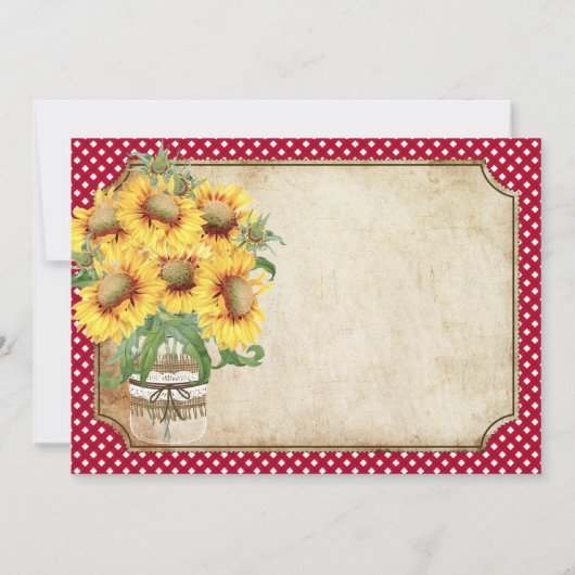 Sunflower Gingham Check Country Picnic Weddenschap Kaart (Achterkant)