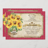 Sunflower Gingham Check Country Picnic Weddenschap Kaart (Voorkant / Achterkant)