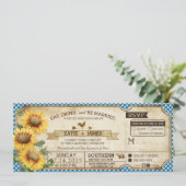 Sunflower Gingham Check Country Picnic Weddenschap Kaart (Staand voorkant)