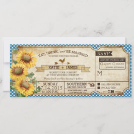 Sunflower Gingham Check Country Picnic Weddenschap Kaart