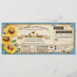 Sunflower Gingham Check Country Picnic Weddenschap Kaart