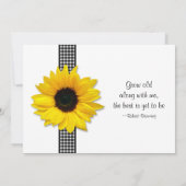 Sunflower Gingham Check Ribbon Wedding Invitation Kaart (Achterkant)