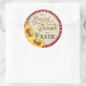 Sunflower Gingham Controleer rustiek Vrijgezellenf Ronde Sticker (Tas)