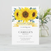 Sunflower Girl 1e verjaardag Uitnodiging (Staand voorkant)