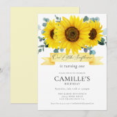 Sunflower Girl 1e verjaardag Uitnodiging (Voorkant / Achterkant)