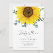 Sunflower Girl Baby shower Invitation Kaart (Voorkant)