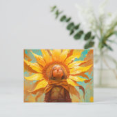 Sunflower Girl Briefkaart (Staand voorkant)