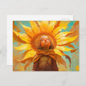 Sunflower Girl Briefkaart (Voorkant / Achterkant)