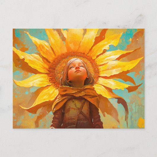 Sunflower Girl Briefkaart (Voorkant)