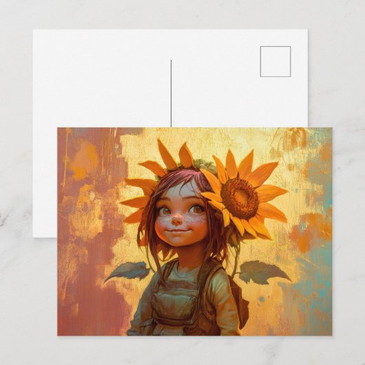 Sunflower Girl Briefkaart (Voorkant / Achterkant)