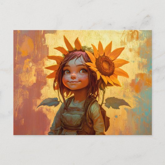 Sunflower Girl Briefkaart (Voorkant)