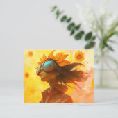 Sunflower Girl Briefkaart (Staand voorkant)