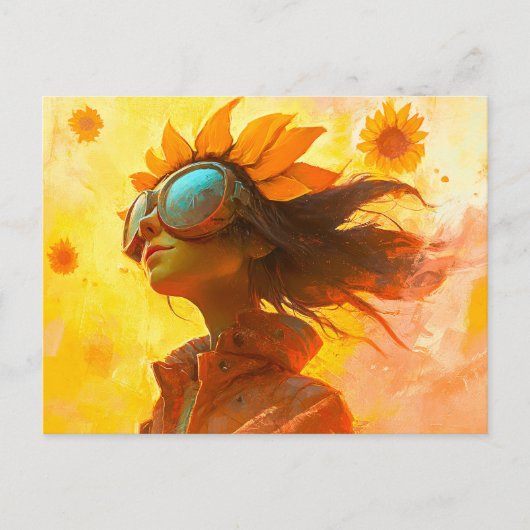 Sunflower Girl Briefkaart (Voorkant)