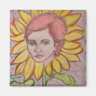 Sunflower Girl Magneet