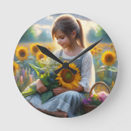 Sunflower Girl Ronde Klok