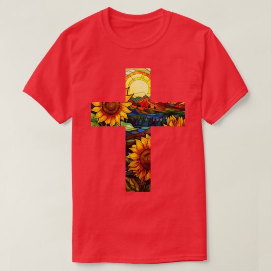 Sunflower Glas in lood Cross T-shirt (Design voorkant)