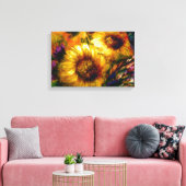 "Sunflower Gold" 18" x 12"  Canvas Afdruk (Insitu (Woonkamer))
