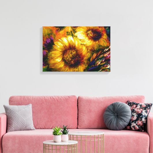 "Sunflower Gold" 18" x 12"  Canvas Afdruk (Insitu (Woonkamer))