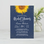 Sunflower Gold Confetti Navy Blue Vrijgezellenfees Kaart (Staand voorkant)